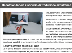 Decathlon lancia il servizio di traduzione simultanea in LIS per i propri clienti sordi
